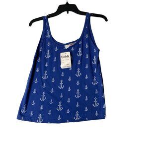 Vintage NWT Heidi Woman Size Large Nautical Blue Anchor Pattern Tank Top